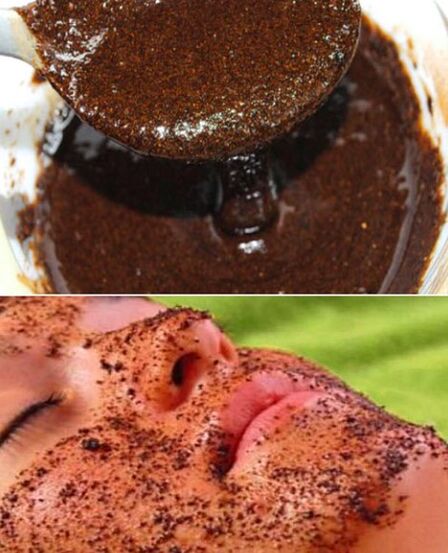Couvrir le masque avec des poutres de café
